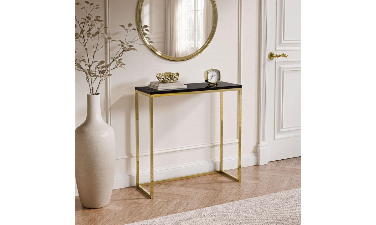 KONSOLE MODERN II 80/30/80 cm Goldchrom/Schwarz Hochglanz - Goldfarben/Schwarz, Holzwerkstoff/Metall (80/80/30cm) - Lookway