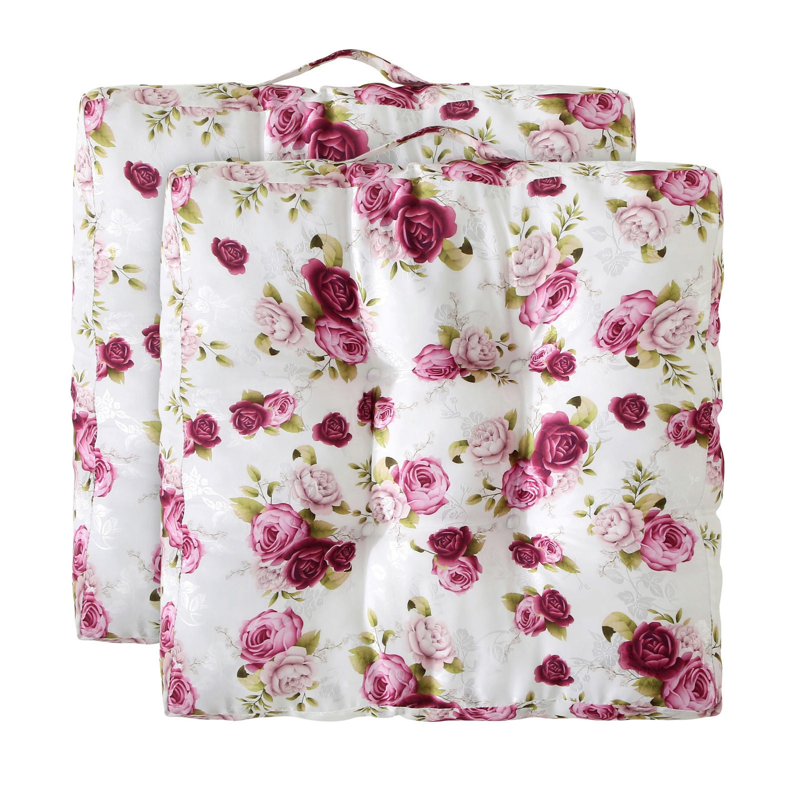 SITZKISSEN 2er Set Rosen 40/40 cm Ausführung Bodenkissen extra dick - Pink, Textil (40/40/8cm) - wometo