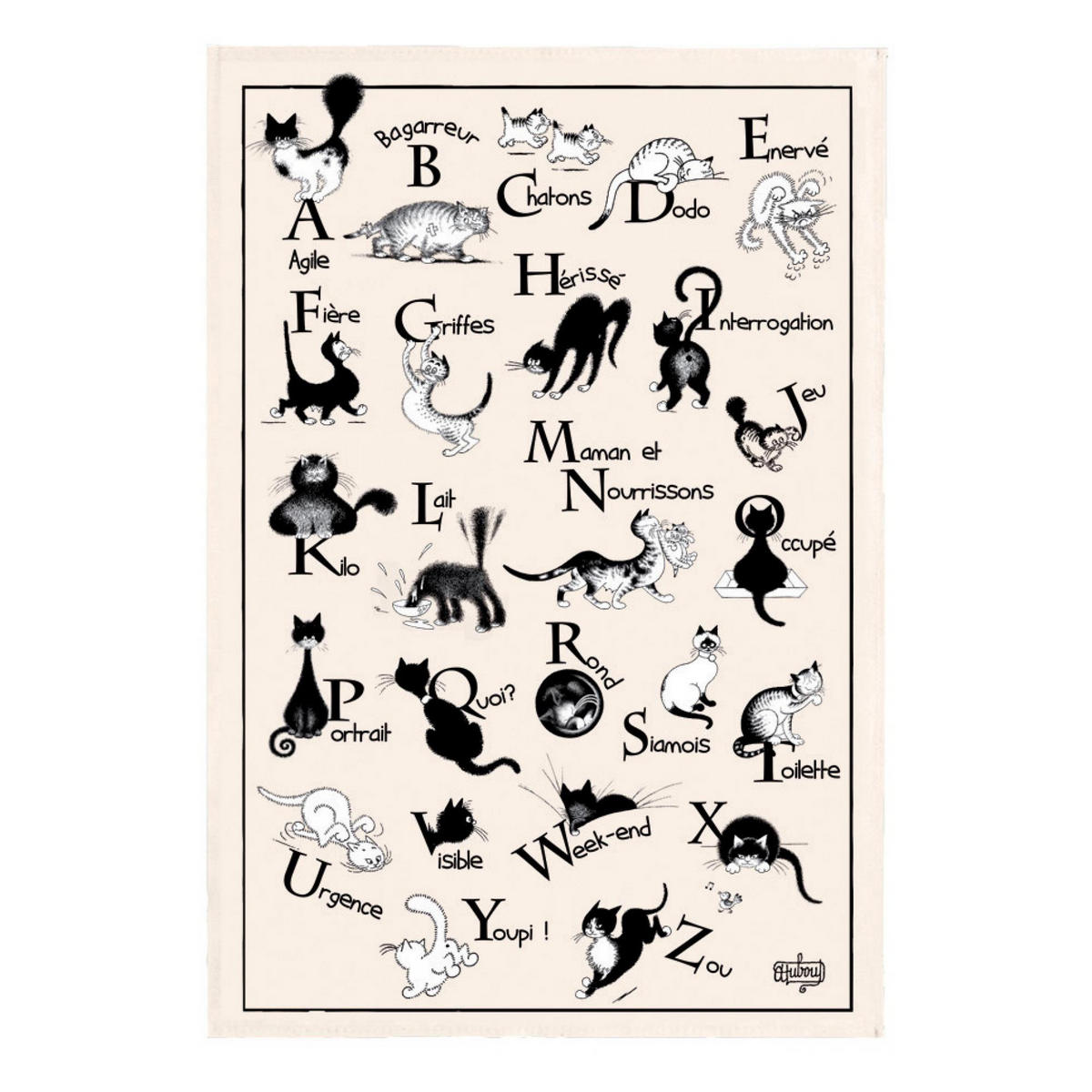 GESCHIRRTUCH Dubout Abécédaire ekrü 48 x 72 cm - Weiß, Textil (72/48cm) - Winkler