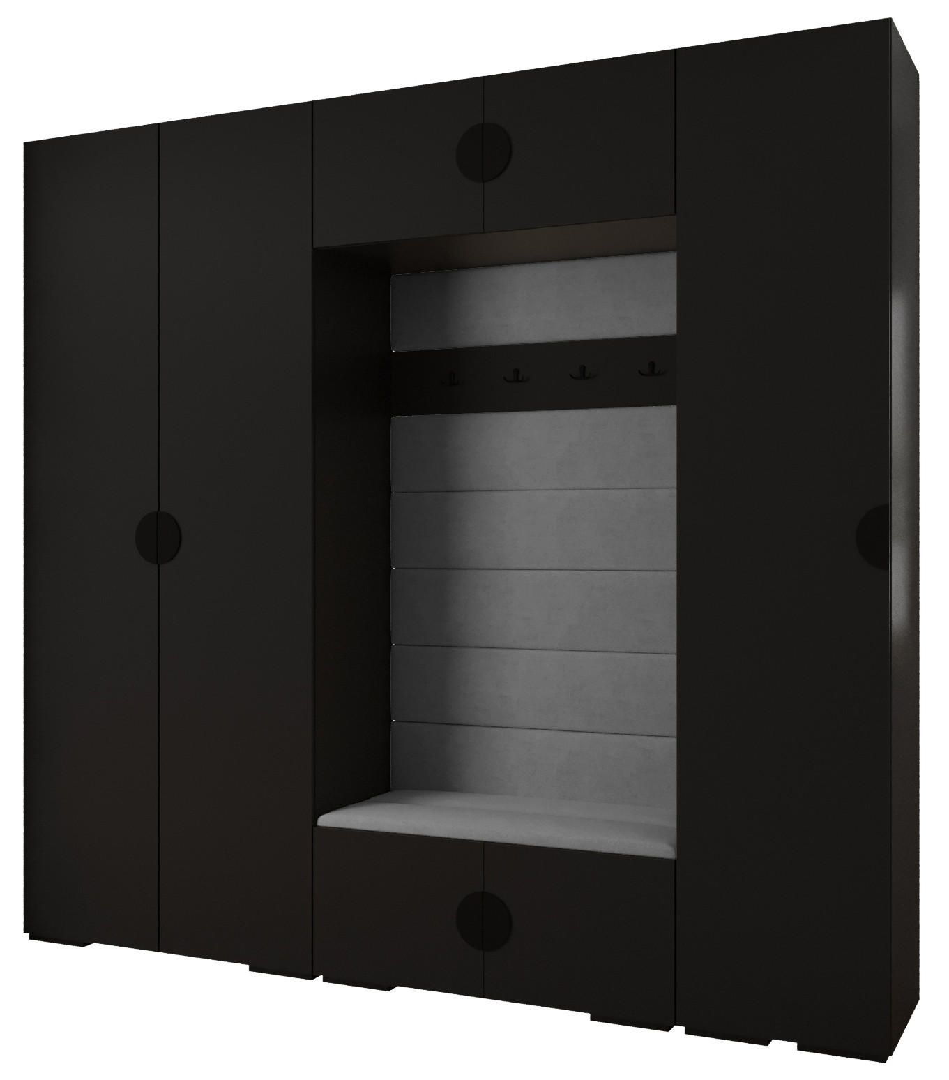 Abiks Möbel Garderoben-Set Schwarz, Grau, Schwarz 250x236.7x47 cm