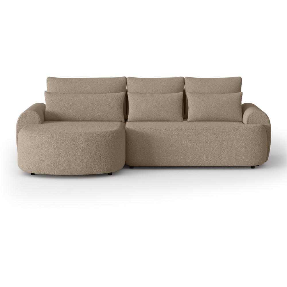 ECKSCHLAFSOFA Olivio L Hellbraun, links - Hellbraun/Schwarz, Kunststoff/Textil (266/170cm) - Beautysofa