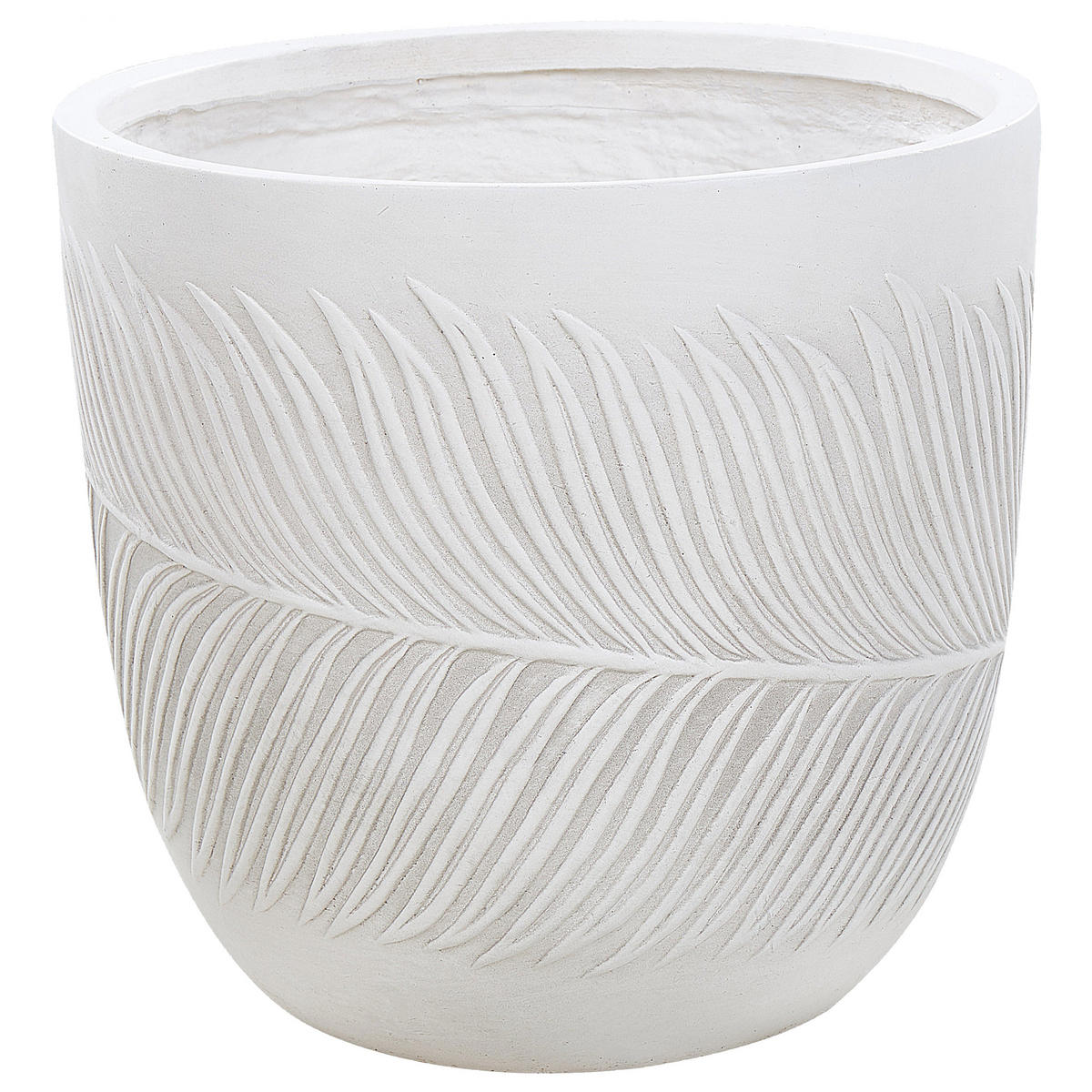 BLUMENTOPF cremeweiß rund 42/42/40 cm Ftero - Weiß, Naturmaterialien (40cm) - Beliani