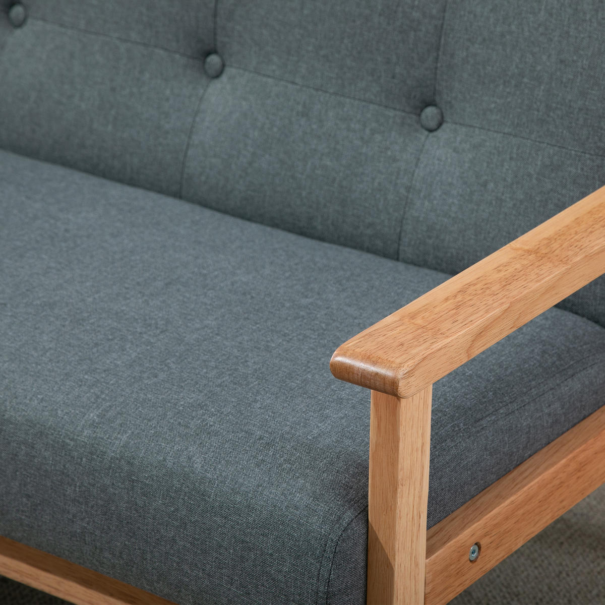 2 Sitzer Sofa Doppelsofa Polsterung Loveseat kompakt Leinen Grau - Dunkelgrau, Textil (66.5/73/115cm) - HOMCOM