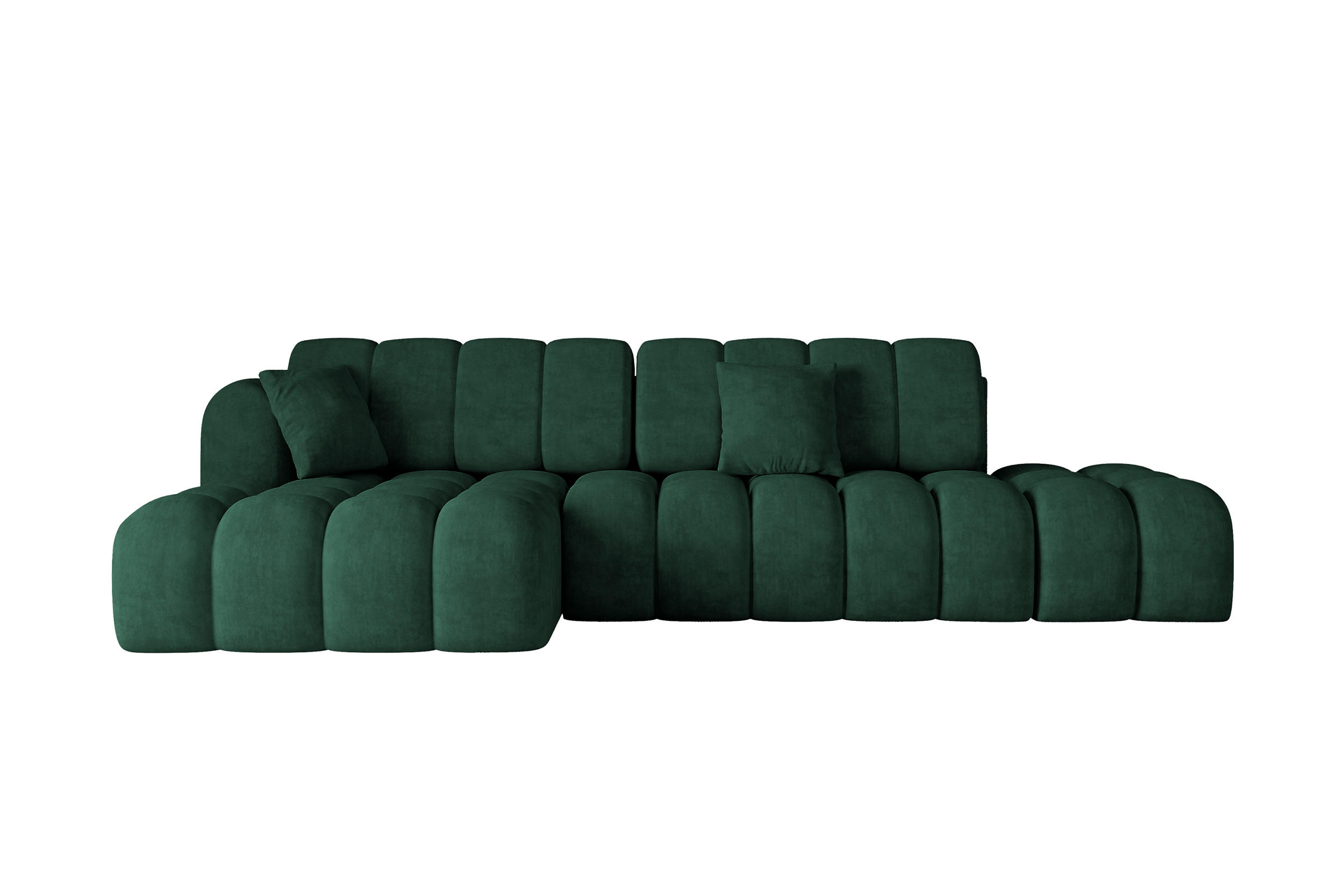 ECKSOFA mit Schlaffunktion Ottomane Links OLEA-L2 321x164x75 Grün Velours - Schwarz/Hellgrün, Holzwerkstoff/Kunststoff (321/164cm) - ALTDECOR