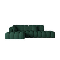 ECKSOFA mit Schlaffunktion Ottomane Links OLEA-L2 321x164x75 Grün Velours - Schwarz/Hellgrün, Holzwerkstoff/Kunststoff (321/164cm) - ALTDECOR