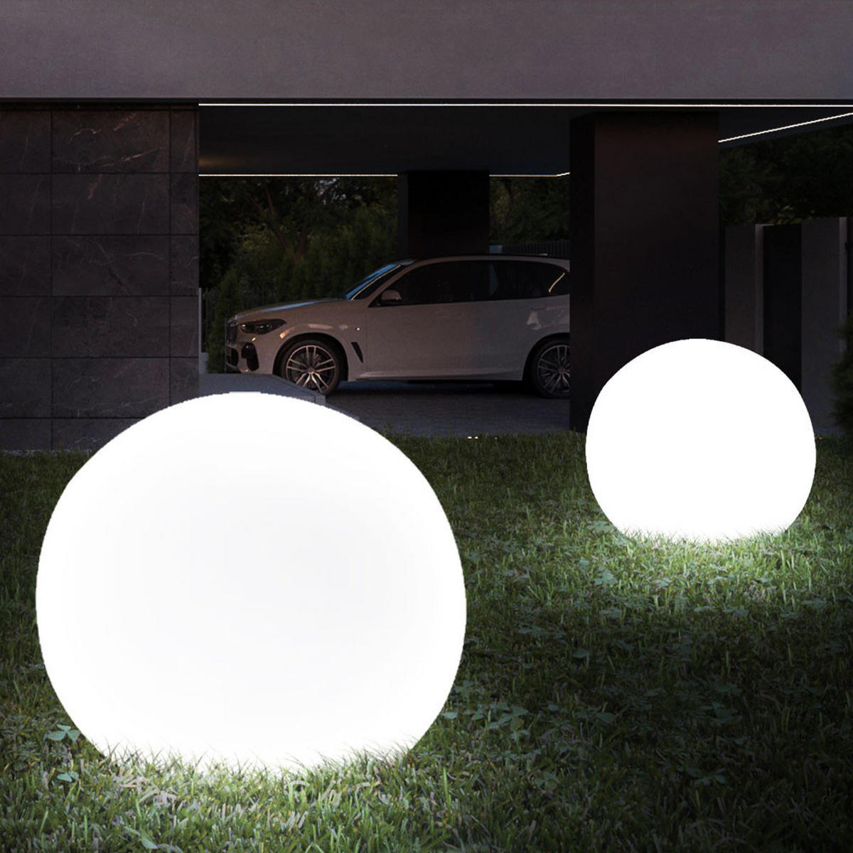 LED AUSSENLEUCHTE Solarkugel Weiß Silber 2er Set - Weiß, Kunststoff (30/62/30cm)