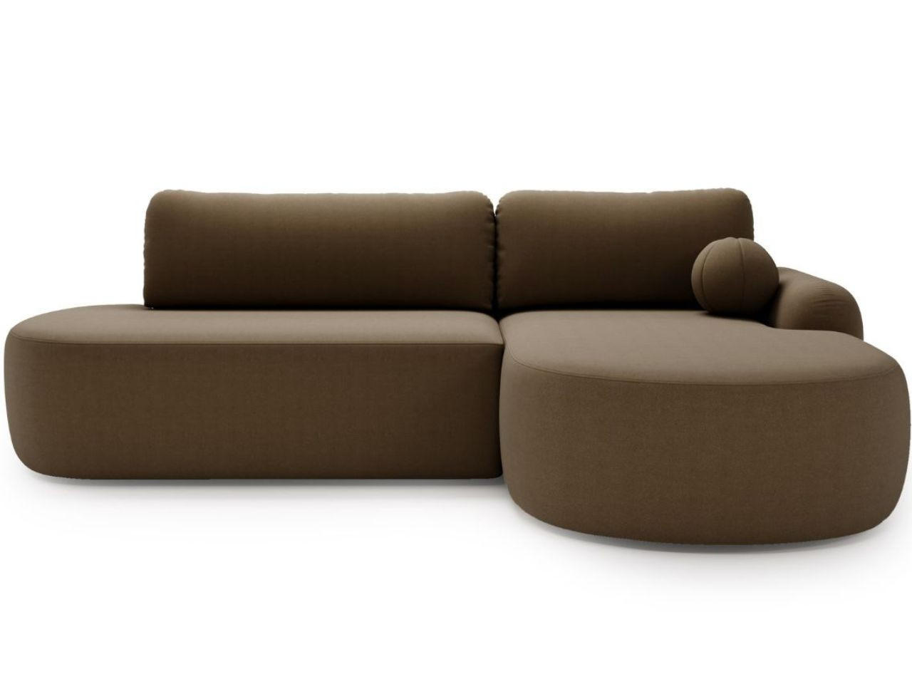 ECKSOFA Aurio O Bouclé-Stoff Braun Rechts - Braun, Holz/Textil (271/177cm) - Graingold