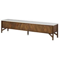 TV-BOARD Mango 220x45x50 braun geölt / echter Marmor LOS ANGELES #12 - Braun, Holz (220/50/45cm) - Massivmoebel24