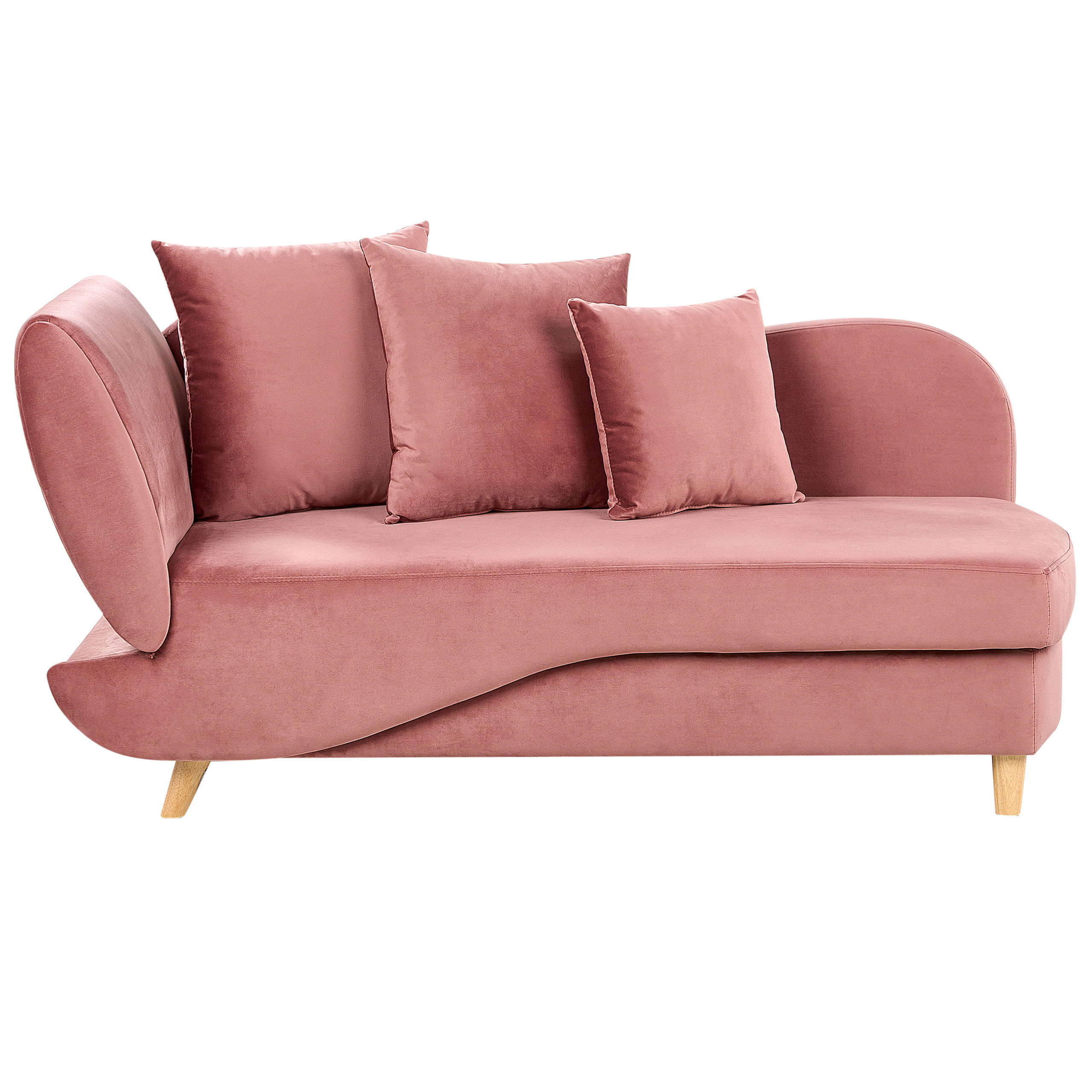 CHAISELONGUE-LINKSSEITIGE Rosa Meri - Pink/Braun, Textil (155/76/69cm) - Beliani