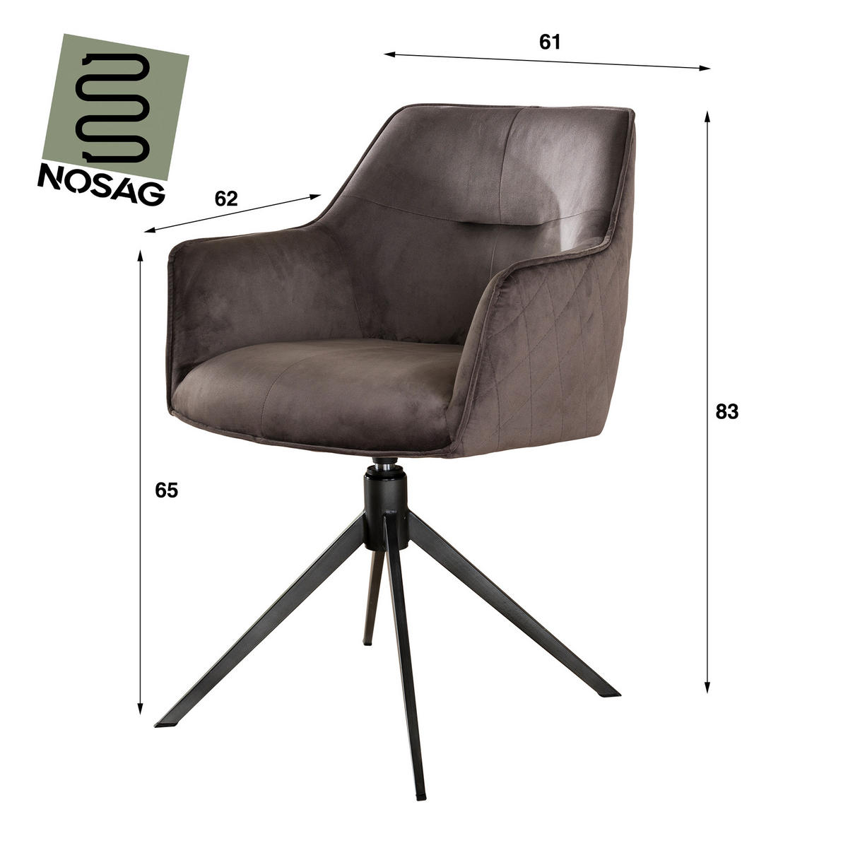 ESSZIMMERSTUHL Pull Grau 62/61/83 cm 2er-Set - Grau, Textil (61/83/62cm) - Hoyz Collection