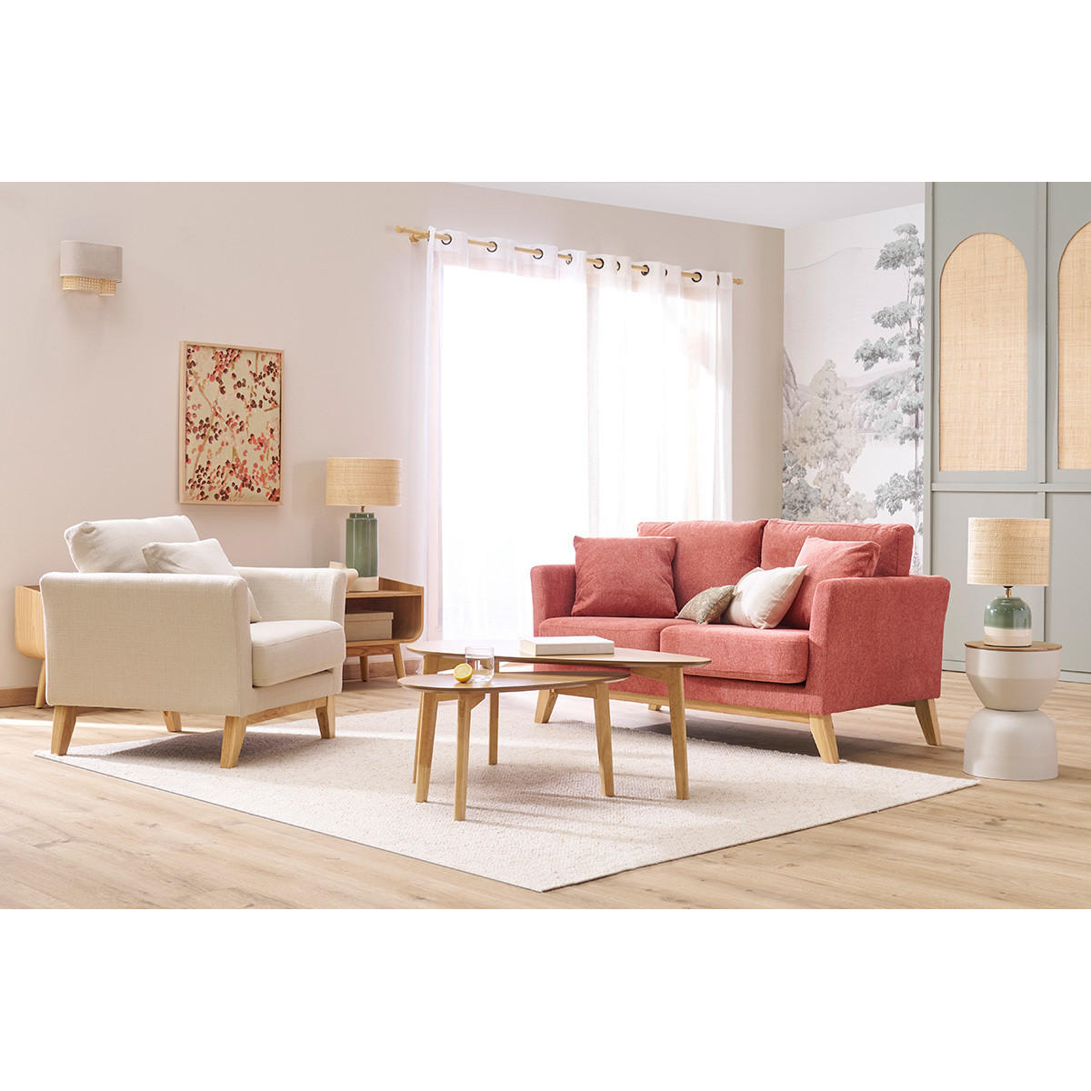 SESSEL abnehmbarer Bezug Beige Velours OSLO - Beige, Textil (80/81/74.5cm) - Miliboo