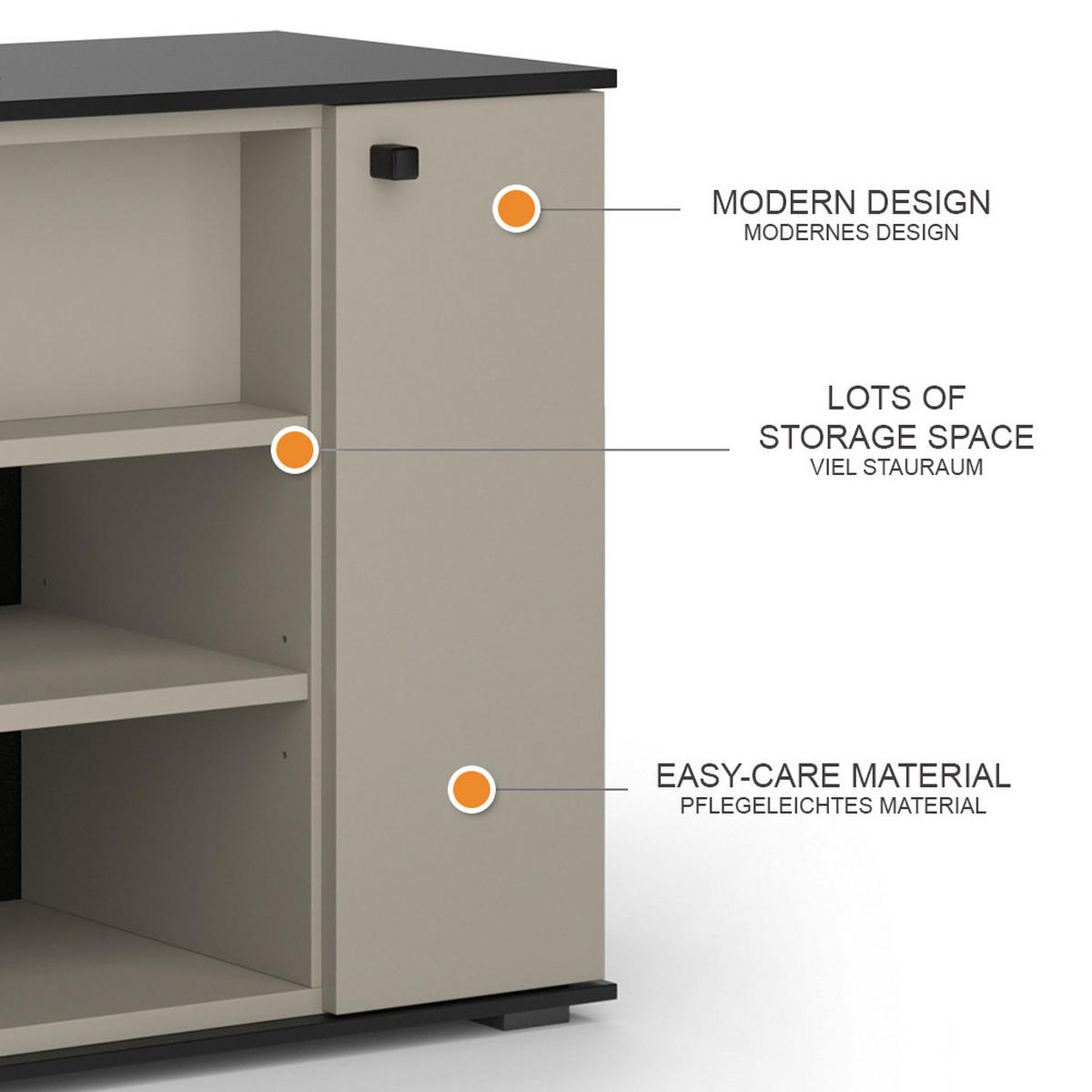 WASCHBECKENUNTERSCHRANK Joli Greige 80 x 59 cm mit 2 Türen - Greige, Holzwerkstoff (80/59/37cm) - Vicco