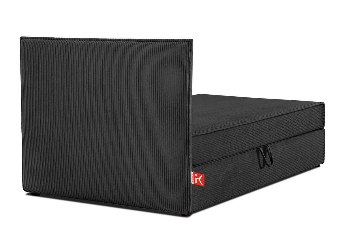 BOXSPRINGBETT ROTI Einzelbett, dunkelgrau - Dunkelgrau/Schwarz, Holz/Holzwerkstoff (100/200cm) - KONSIMO®