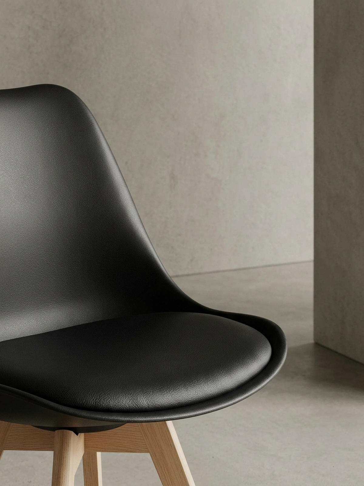 BARHOCKER Set - Ergonomisch Sitzschale, Holzbeine, Schwarz 45x45x113 cm - Beige/Schwarz, Holz/Kunststoff (45/113/45cm) - KADIMA DESIGN