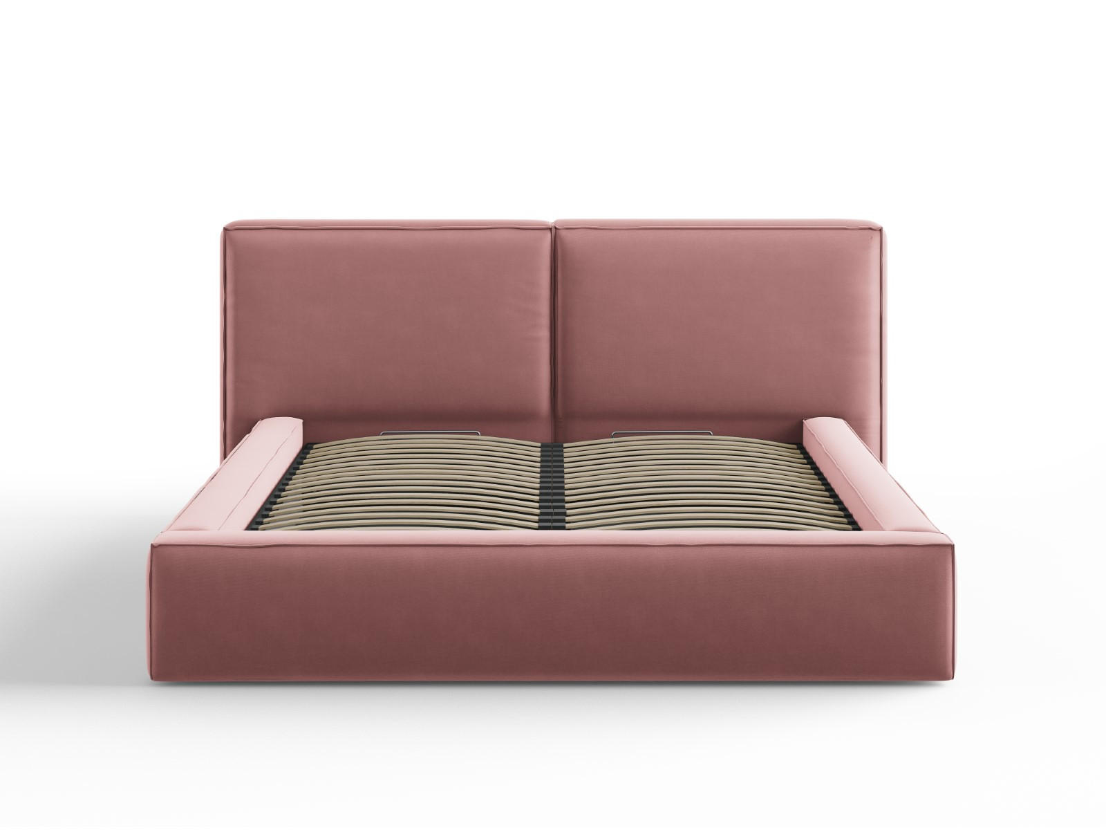 BETT mit Bettkasten und Kopfteil Jodie aus Samt rosa 160x200cm - Pink, Textil (160/200cm) - Micadoni
