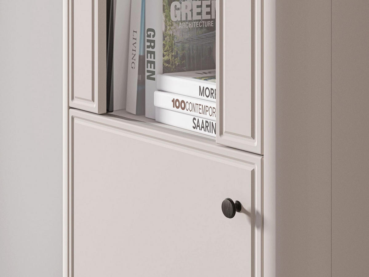 VITRINE Vilavio 2-türig Kaschmirgrau/Eichenoptik 65 cm - Taupe/Dunkelbraun, Holzwerkstoff (65/191.5/40cm) - Selsey