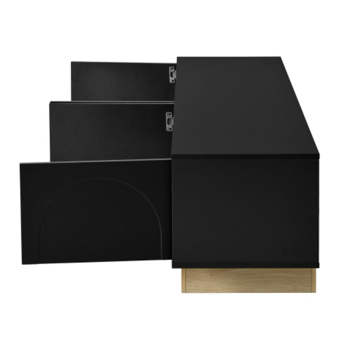 SIDEBOARD mit Holzmaserung schwarz 175×40×41,5 cm aus MDF - Schwarz, Holzwerkstoff (175/41.5/40cm) - Luhomfu