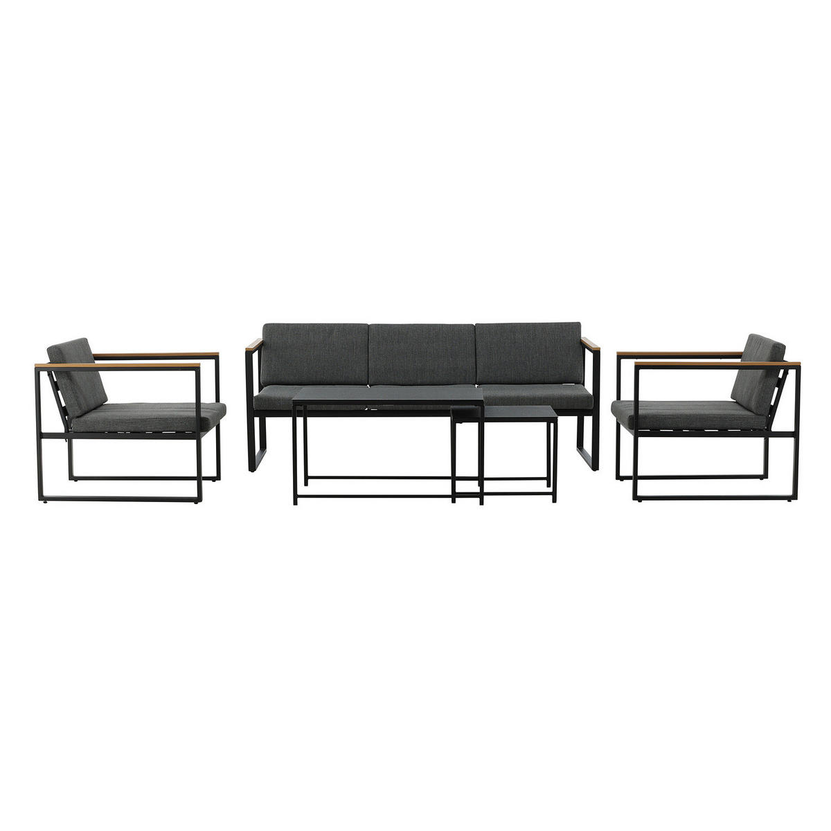 LOUNGESET - Schwarz - Stahl - 188 x 67 x 80 cm - Schwarz, Metall - home24