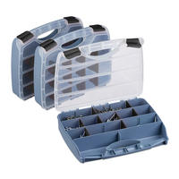 SORTIERBOX Mehrfarbig 3er-Set mit Deckel - Grau, Kunststoff (32/6/26cm) - Relaxdays
