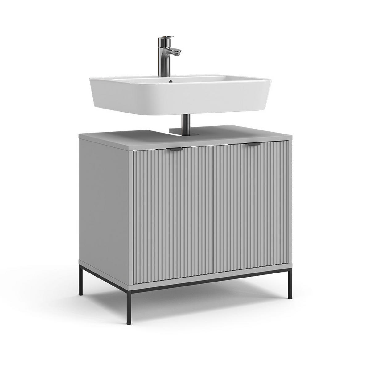 WASCHTISCHUNTERSCHRANK Eliza Grau 70 x 63 cm mit Türen - Grau, Holzwerkstoff (70/63/45.1cm) - Vicco