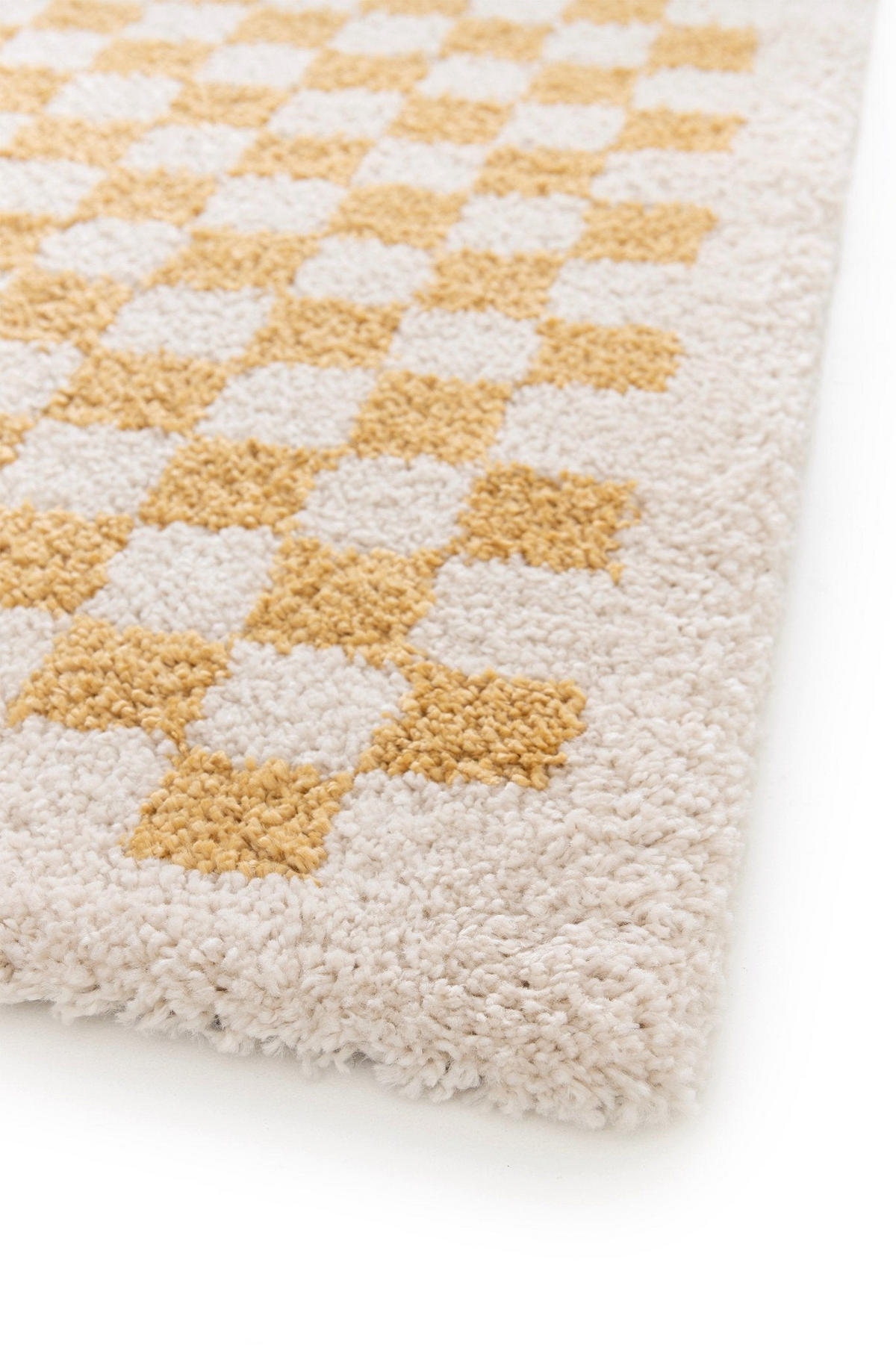 TEPPICH kariert langflorig weich voluminös gelb - Gelb, Textil (120/170cm) - AFK Living