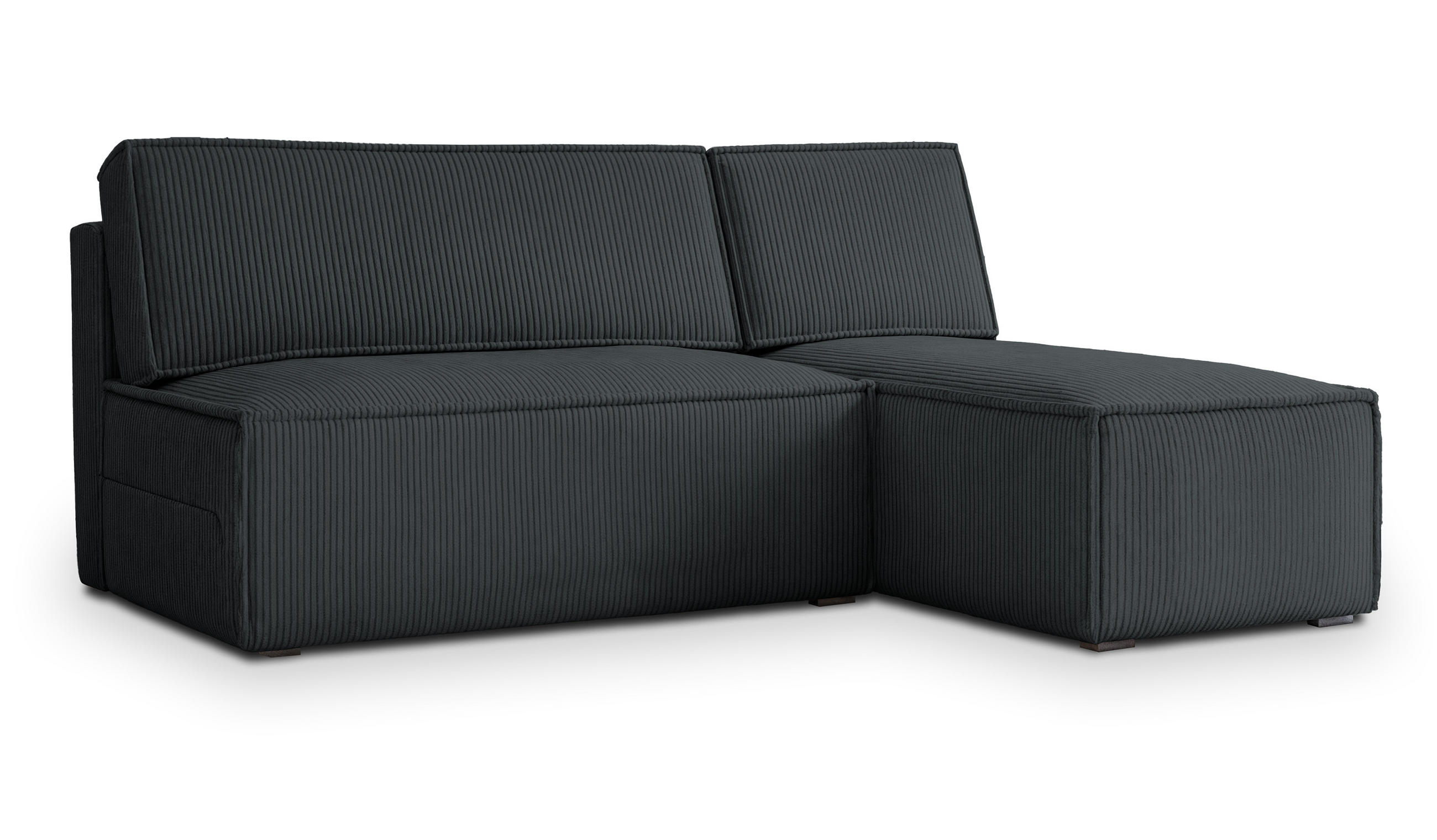 ECKSOFA BRISO P Graphitfarben Kordstoff mit Schlaffunktion - Graphitfarben, Holz (200/140cm) - MASSENO
