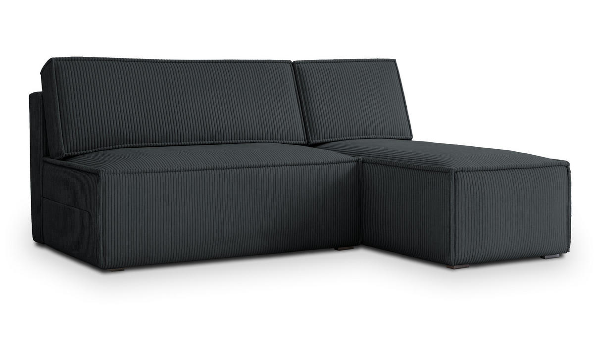ECKSOFA BRISO P Graphitfarben Kordstoff mit Schlaffunktion - Graphitfarben, Holz (200/140cm) - MASSENO