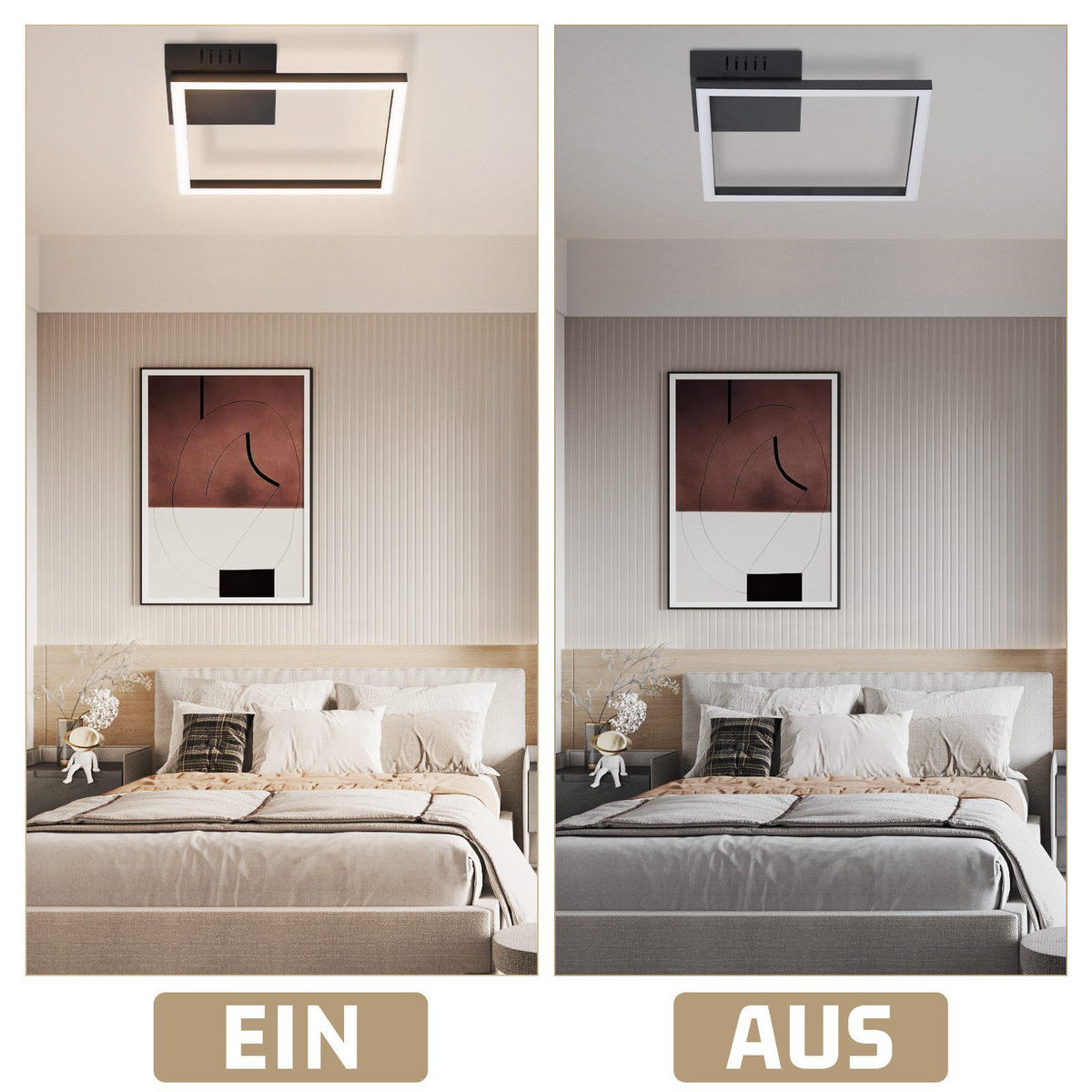 LED-DECKENLEUCHTE Madera 26/26/4.7cm - Schwarz, Kunststoff (26/26/4.7cm) - Nettlife