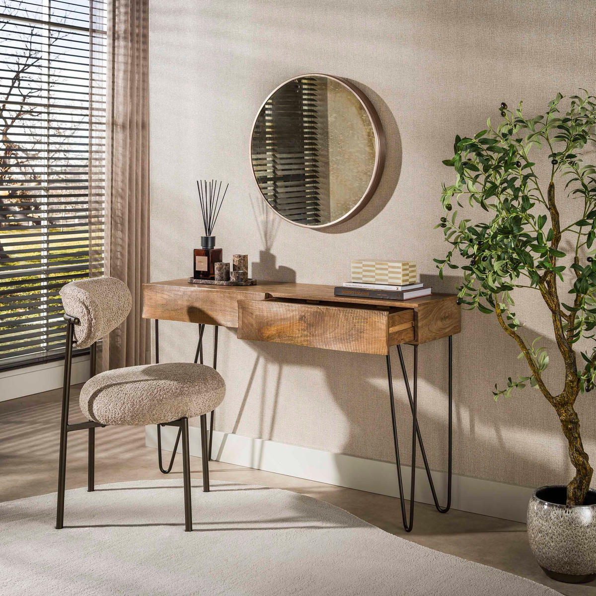 SCHMINKTISCH Ocean Beige 35/120/76 cm - Beige, Holz (35/120/76cm) - Hoyz Collection