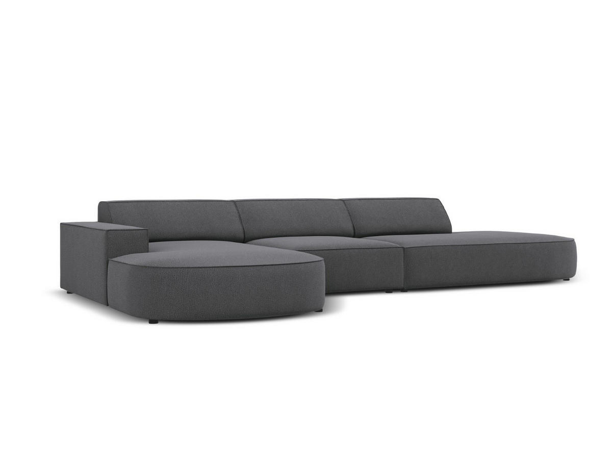 ECKSOFA links Jodie aus strukturiertem Stoff dunkelgrau 4 Sitzplätze - Dunkelgrau, Textil (166/342cm) - Micadoni