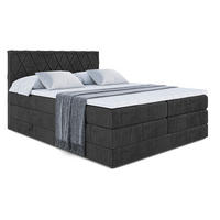 BOXSPRINGBETT LEPARO KING - 200 x 200 - H3/H4 - Schwarz - Schwarz, Holzwerkstoff (200/200cm) - ALTDECOR