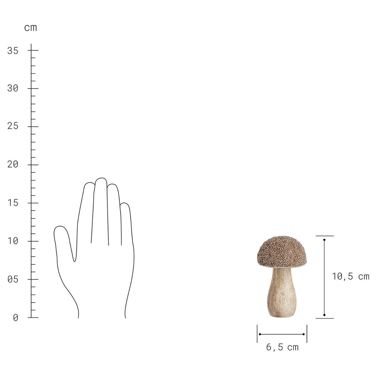 DEKO-PILZ Harvest Love - Goldfarben, Glas/Holz (7/11/7cm) - Butlers