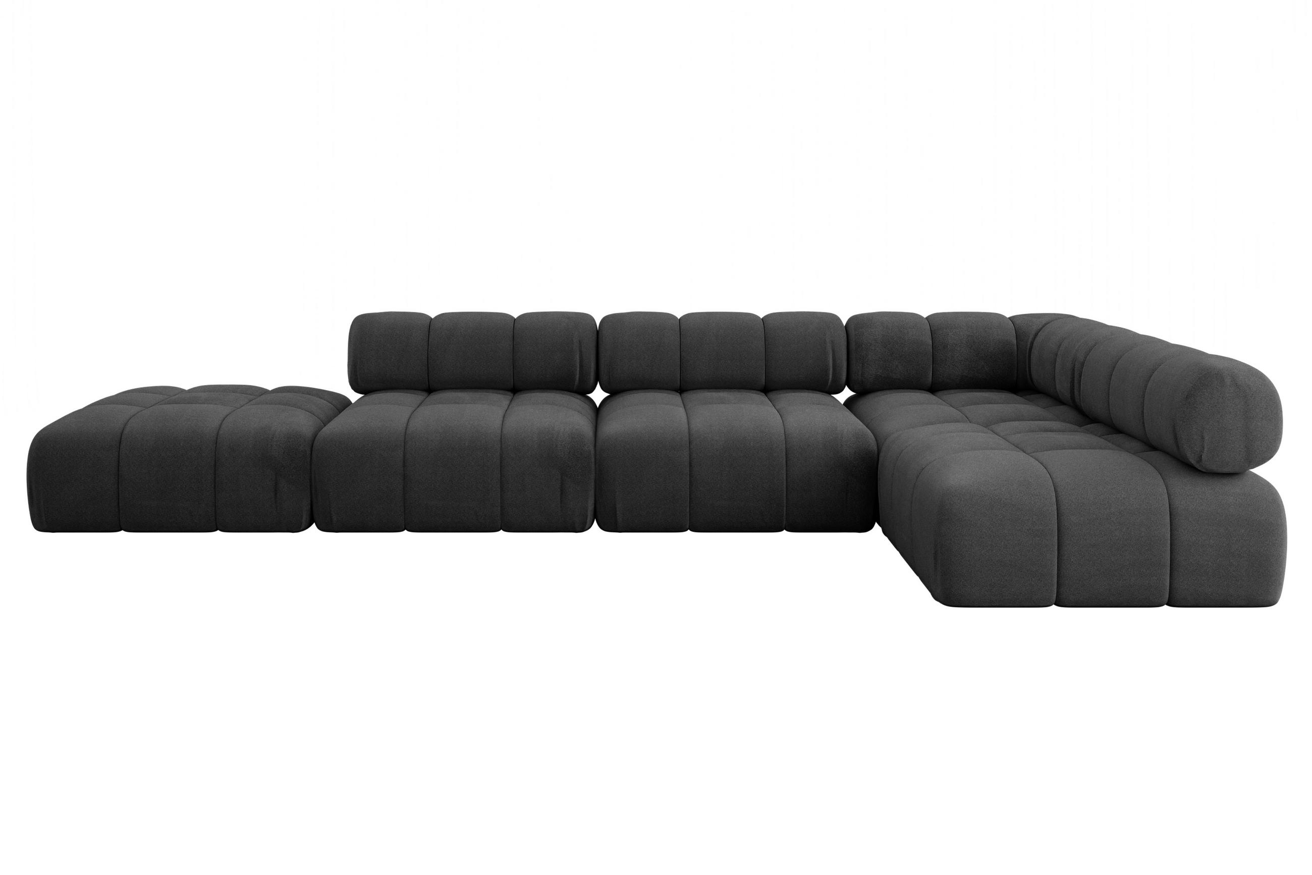 ECKSOFA modulares Sofa Favio-L2 - 380x190x70 cm Schwarz Velours - Schwarz, Holzwerkstoff/Textil (380/190cm) - ALTDECOR