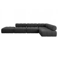 ECKSOFA modulares Sofa Favio-L2 - 380x190x70 cm Schwarz Velours - Schwarz, Holzwerkstoff/Textil (380/190cm) - ALTDECOR