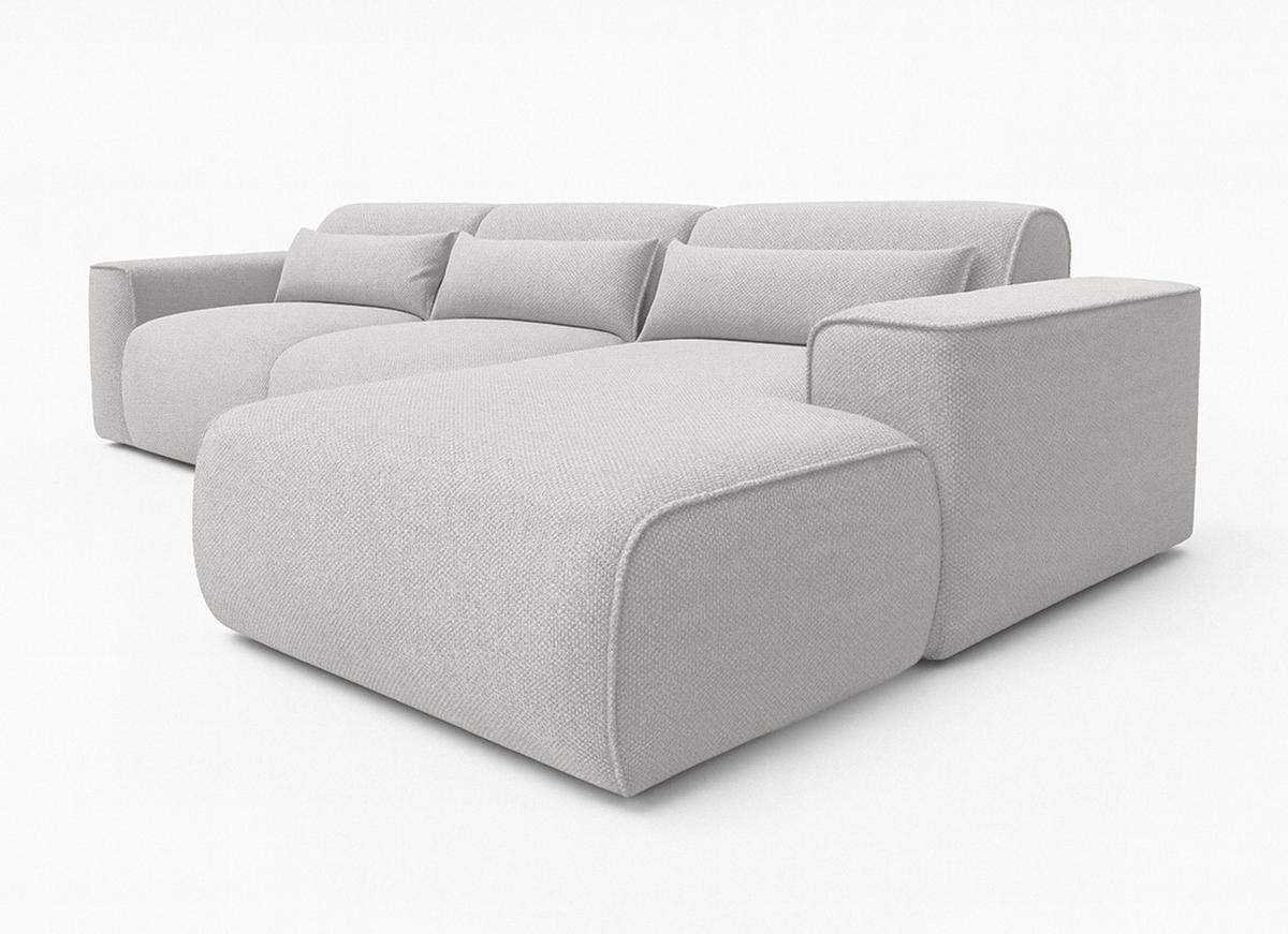 ECKSOFA L Form Ruyam Hellgrau 310/165/78 cm – Schlaffunktion Rechts - Hellgrau/Schwarz, Kunststoff/Textil (310/170cm) - AX Living