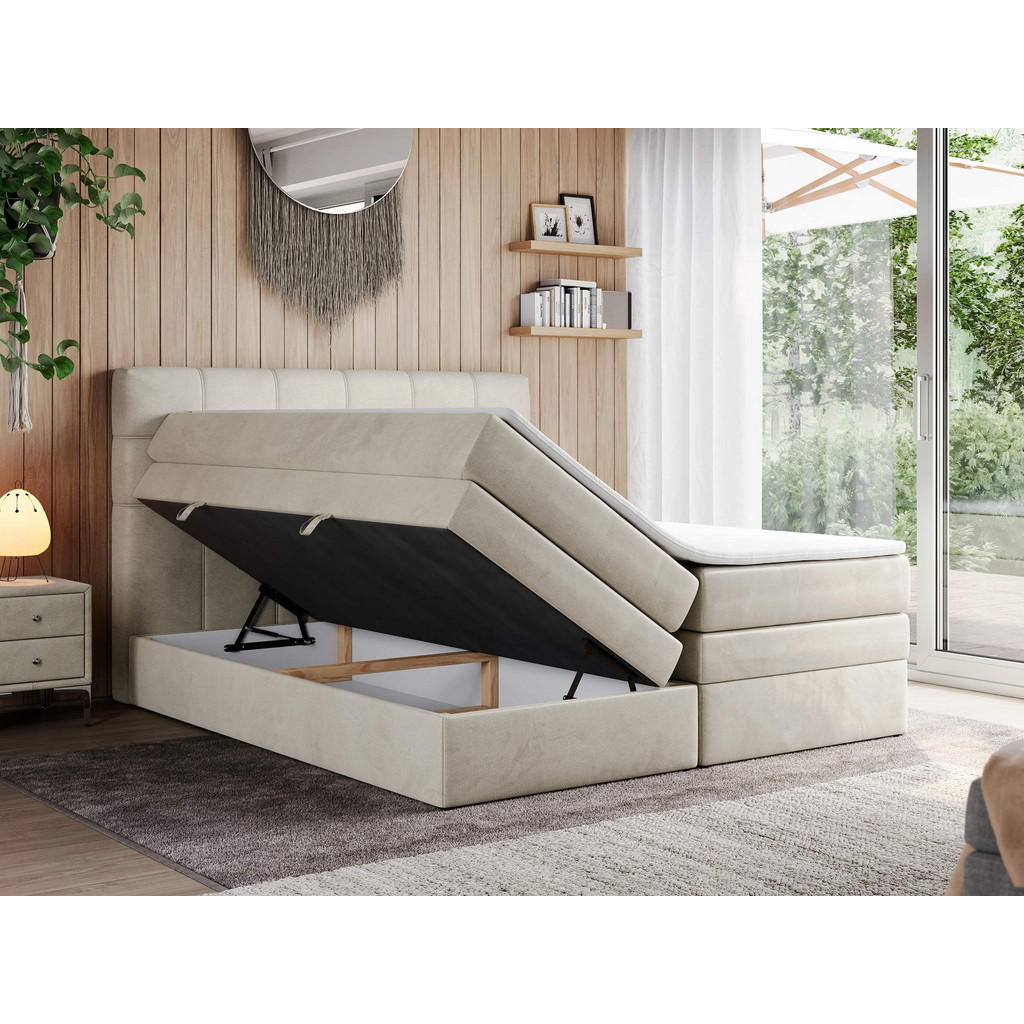 Thumbnail - MKS Boxspringbett, Beige, Textil, 2-Sitzer, H4, Rechteckig, 120x200 cm, Schlafzimmer, Betten, Boxspringbetten