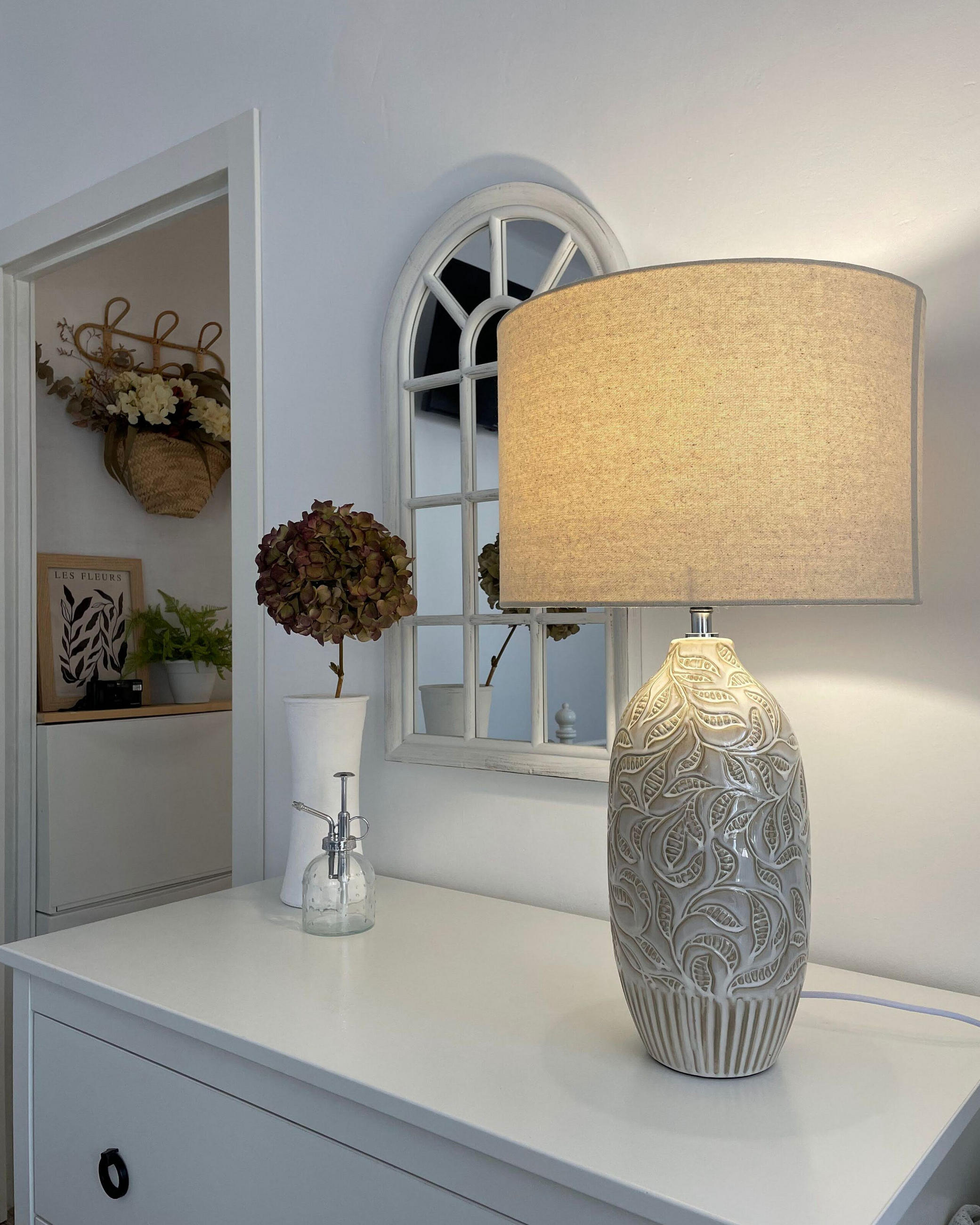 TISCHLAMPE Salza 32/32/57 cm - Beige, Keramik (32/32/57cm) - Beliani