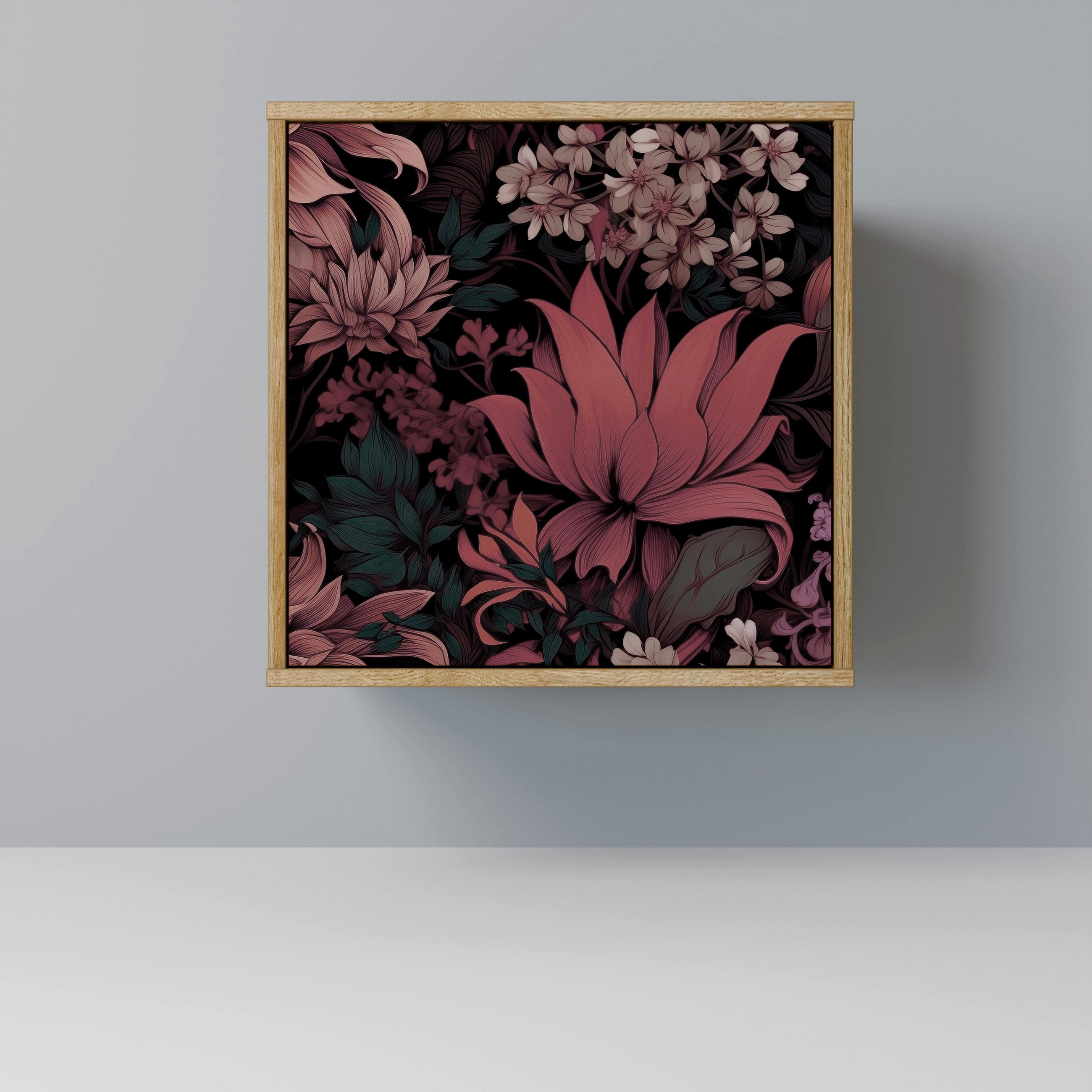 SIDEBOARD FLORAL WHISPER, Eichefarben, 57,5x42x57,5 cm, Ohne Füße - Eichefarben/Multicolor, Holzwerkstoff (57.5/57.5/42cm) - SpaceRebels