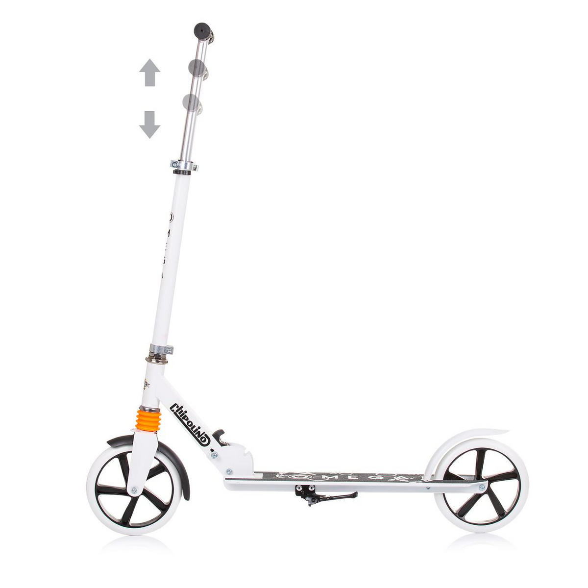 KINDERROLLER Omega weiß ABEC-7 Lager verstellbar faltbar Bremse - Weiß, Metall (80/34/90cm) - Chipolino