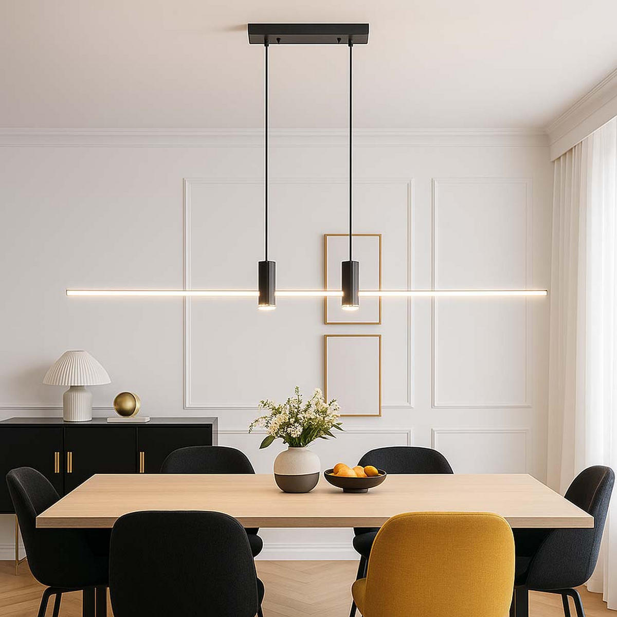 LED HÄNGELEUCHTE Aluminium Schwarz Neutralweiß - Schwarz, Metall (80/80/115cm)