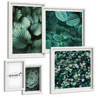 BILDER SET 5er Set - 50x50 cm & 20x30 cm & 40x60 cm Weißer Rahmen - Wellen, Sand, Wasser, Steine, Strand - Weiß, Kunststoff (40/60cm) - TULUP