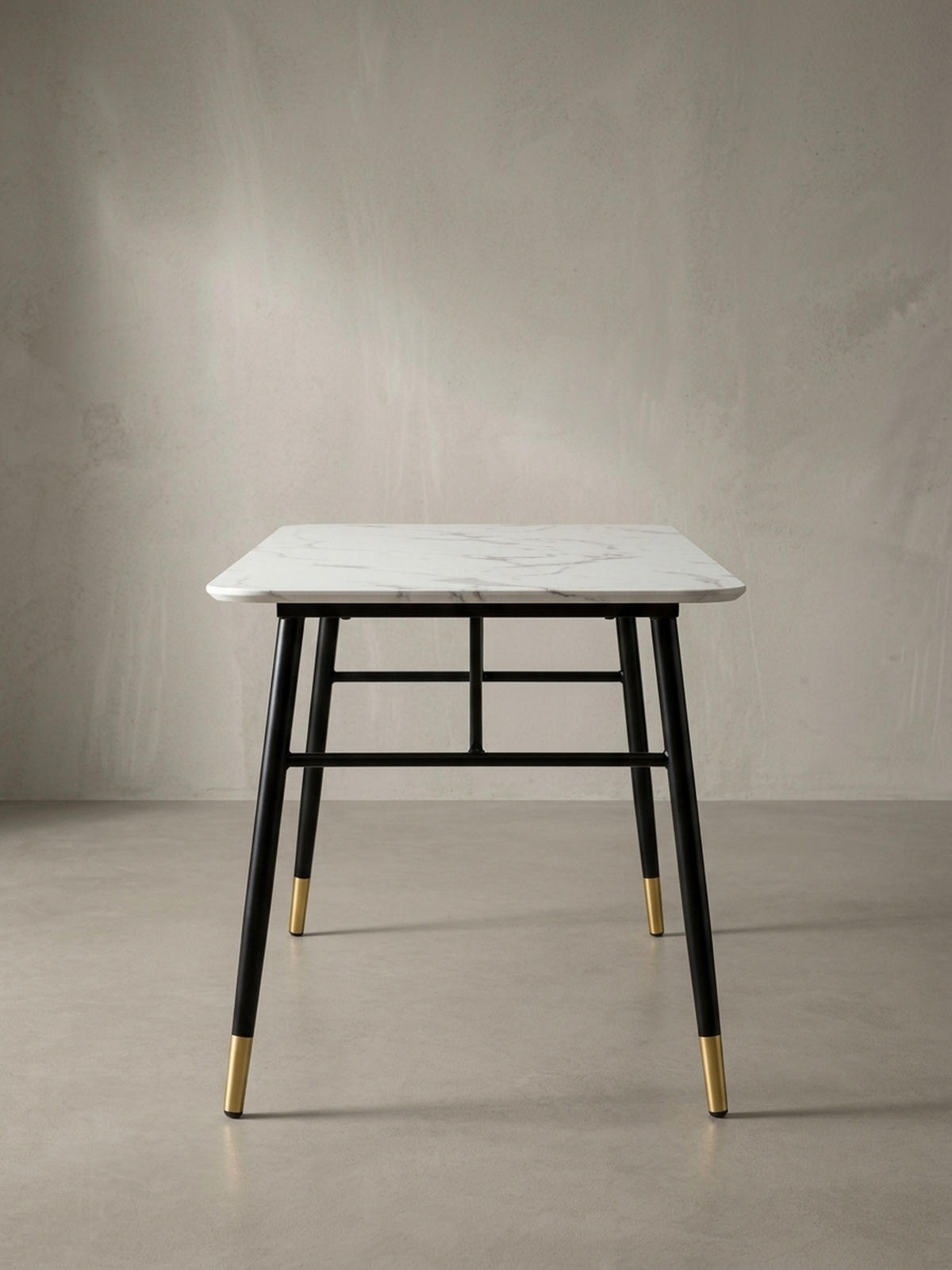 ESSTISCH Marmoroptik Metall Rechteckig Modern Klein, Weiß 180x90x76 cm - Goldfarben/Weiß, Holzwerkstoff/Metall (90/180/76cm) - KADIMA DESIGN