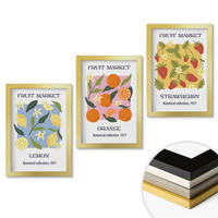 WANDBILDER 3er Set - 20x30 cm Goldrahmen - Fruchtposter Zitronen Erdbeeren - Goldfarben, Kunststoff (20/30cm) - ArtPrintCave