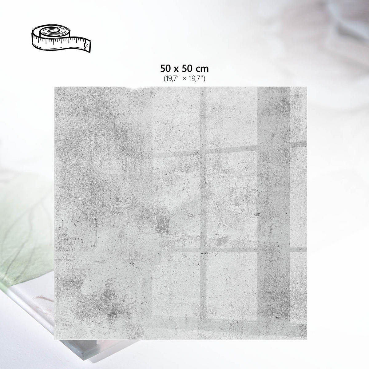 TISCHPLATTE 50x50 cm – Betonmuster - Beige, Glas (50/50/0.4cm) - Wallfluent