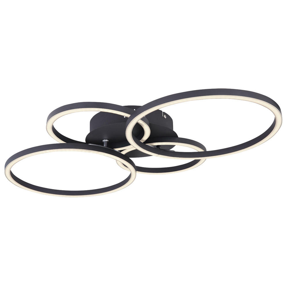 LED DECKENLEUCHTE Ring Design Schwarz Matt - Schwarz, Metall (65.5/40.6/7.5cm) - Globo Lighting