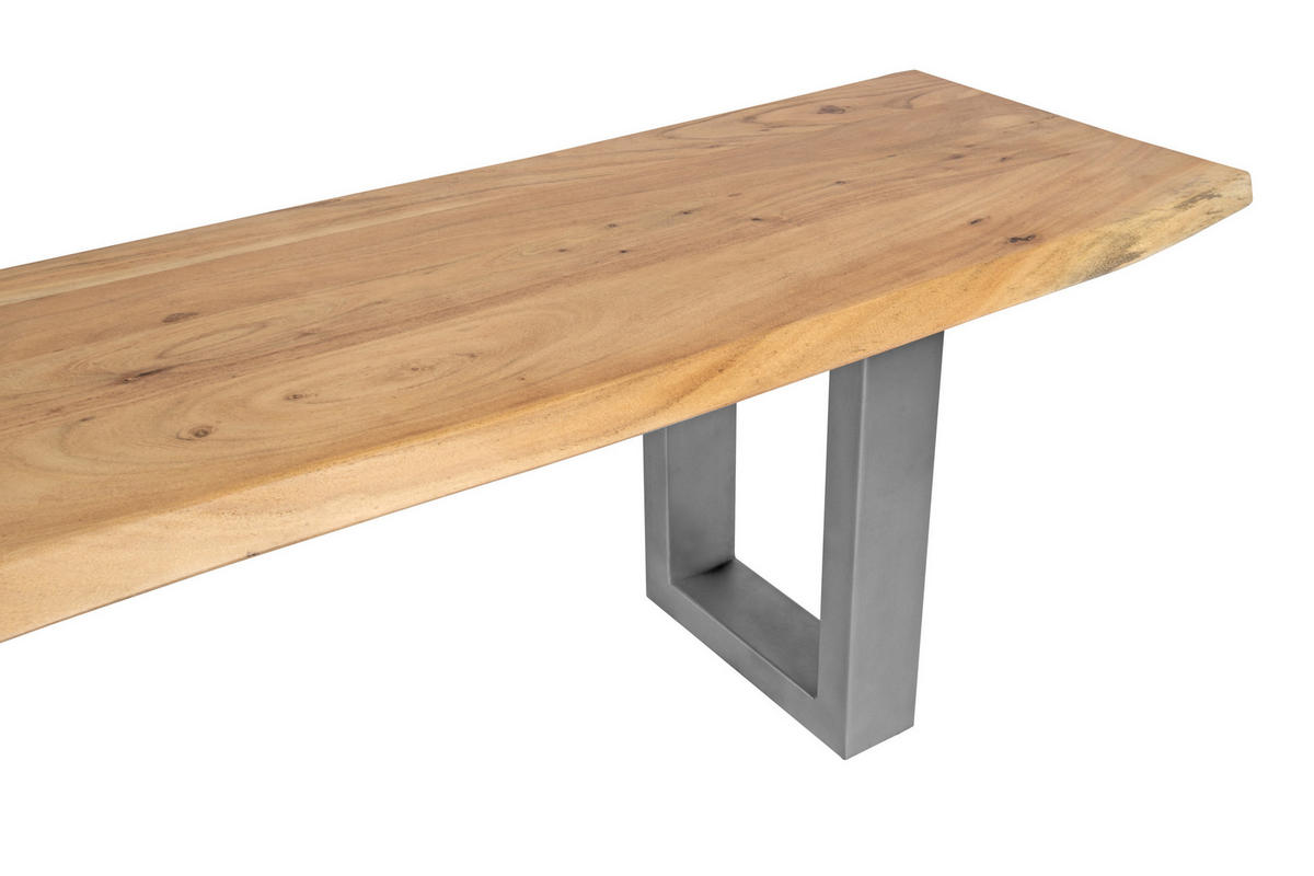 SITZBANK NOAH - Beige/Silberfarben, Holz/Metall (180/47/42cm) - SAM