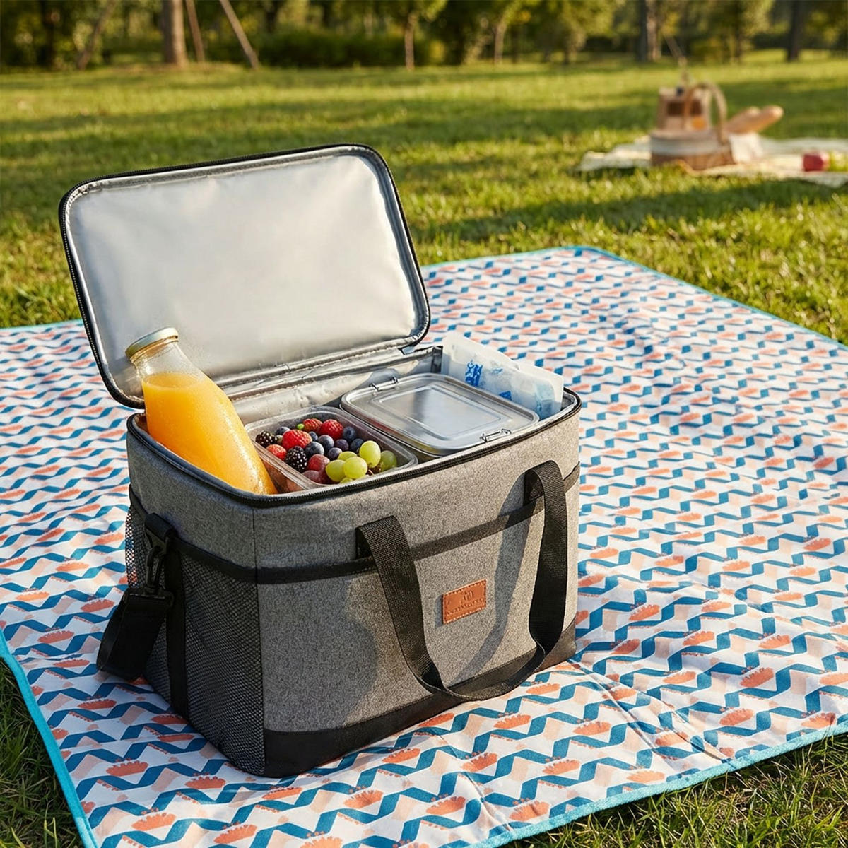 KÜHLTASCHE Thermotasche - Grau, Textil (28/31/42cm) - Intirilife