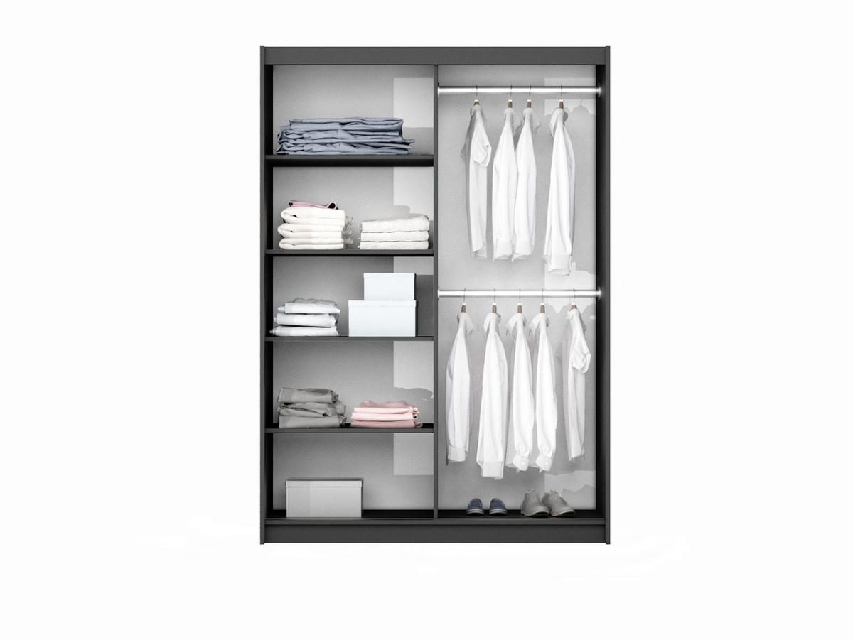 SCHWEBETÜRENSCHRANK IVERN 151/215/65 cm 2-türig mit Spiegel Beige - Beige, Holzwerkstoff (151/215/65cm) - MASSENO