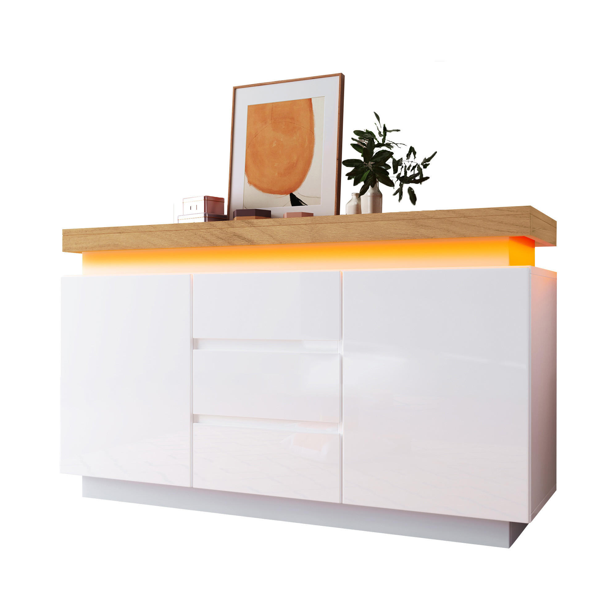 Okmyhome Kommode Weiß 39x81x140 cm