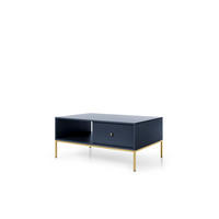 COUCHTISCH Molly Dunkelblau, Goldene Beine, Kaffeetisch mit Schubladen - Goldfarben/Dunkelblau, Holzwerkstoff/Metall (68/104/46cm) - Bettso